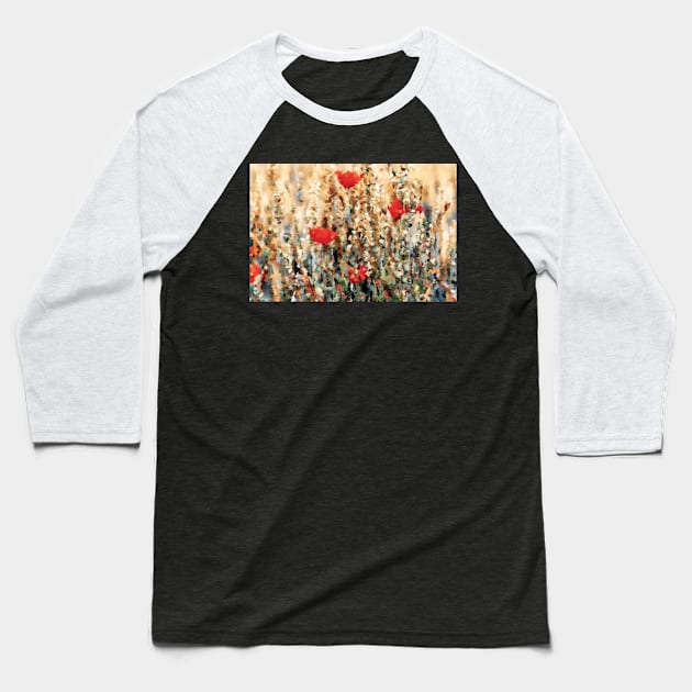 Motley Grass with Poppies Baseball T-Shirt by AlexMir